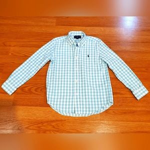 Boys RL teal plaid shirt